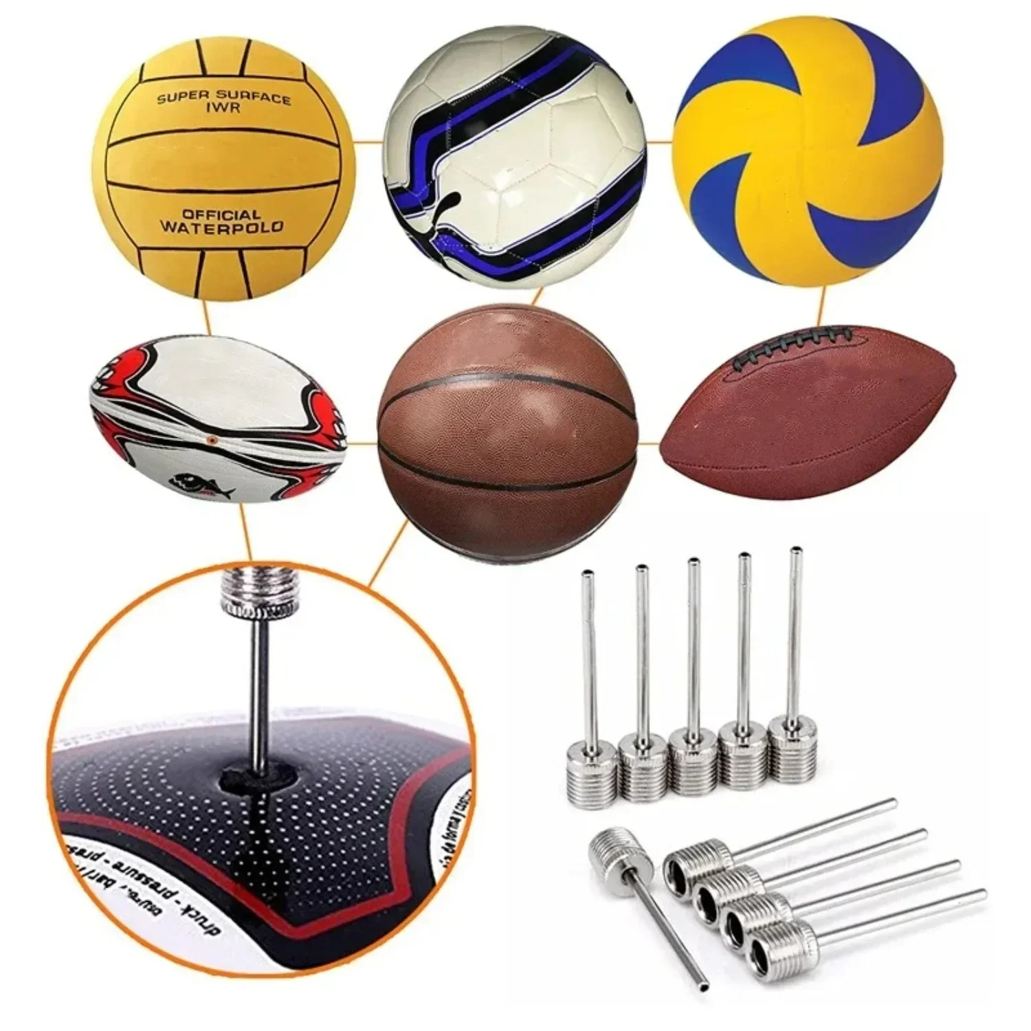 Description Picture 5 of itemBox Set Basketball Sports Ball Air Pump Needle Suitable For Football Basketball Ball Valve Inflatable Valve Adapter Team 5-20pcs