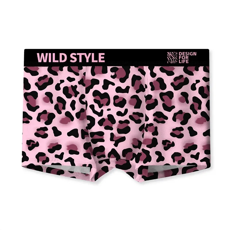 MAIMENG Men's Underwear Sexy Leopard Pattern Ice Silk Panties Comfortable Cool Breathable Fashion Men Boxer Short Summer