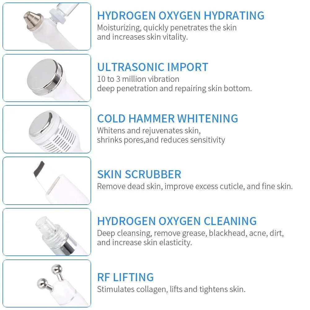 Hydro Water Jet Peel Hydrodermabrasion Machine 6 in 1 Facial Dermabrasion Hydra Skin Whitening Device Facial Skin Care Machine