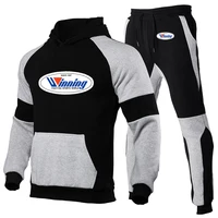 Winning Boxing Men Brand Spring and Autumn Printing Casual Pullover Color Matching Hoodie + Sweatpants New Two-piece Set 1
