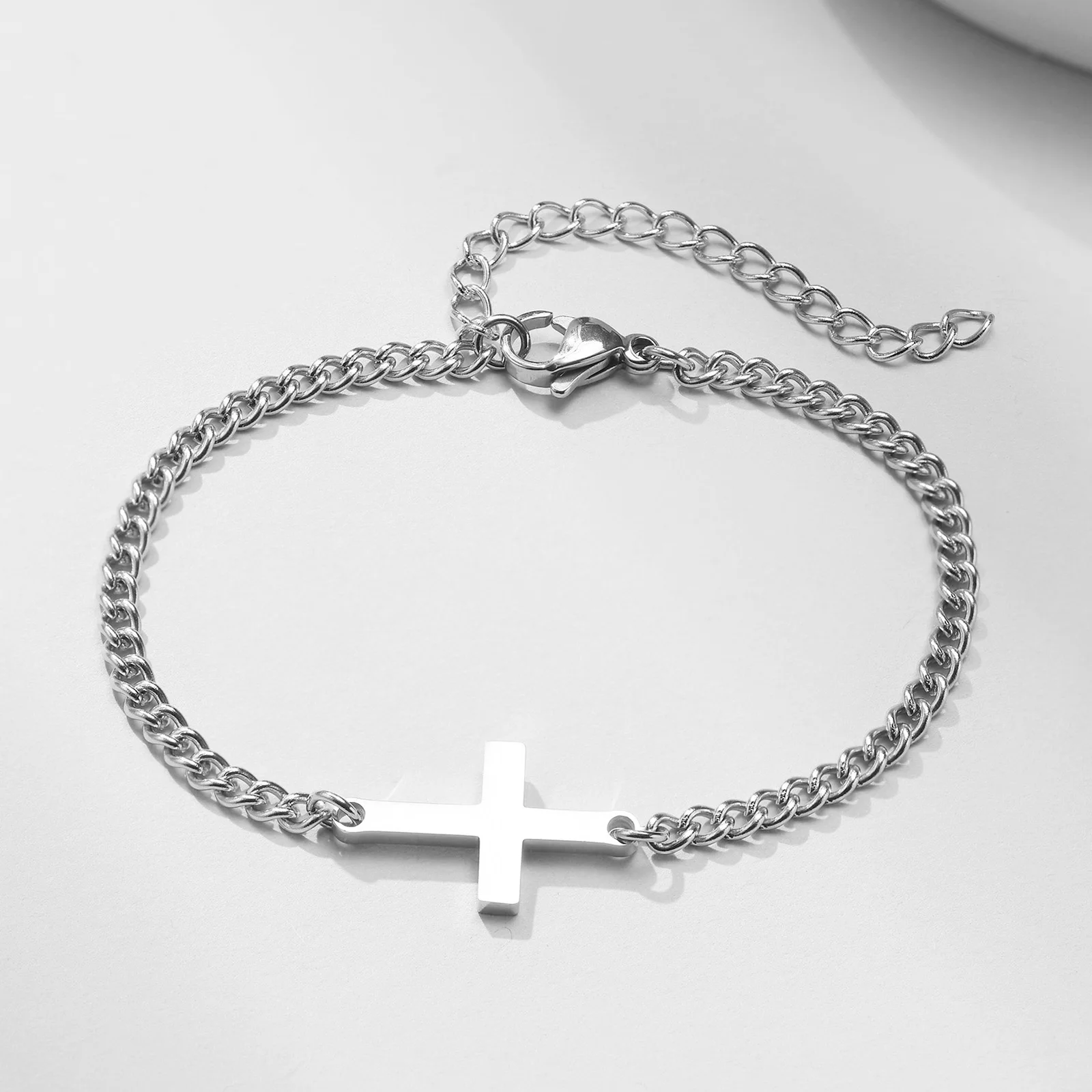 Stainless Steel Cross Religious Christian Bracelets for Men Boys