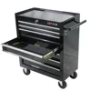 Steel 7-Drawer Rolling Tool Chest Box Wheels Garage Workshop Organizer Storage Black 24.5" Compact Durable Portable Heavy Duty 5