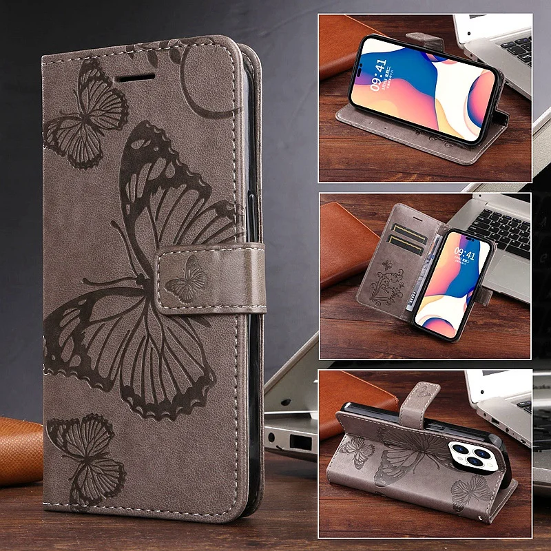 Prägung Butterfly Wallet Case für Honor 50/50 Lite 20 10 9 9X 9A 9C 8A 8S 8X 7A PU-Leder Flip Cover für Honor X30 X1_voghion.com