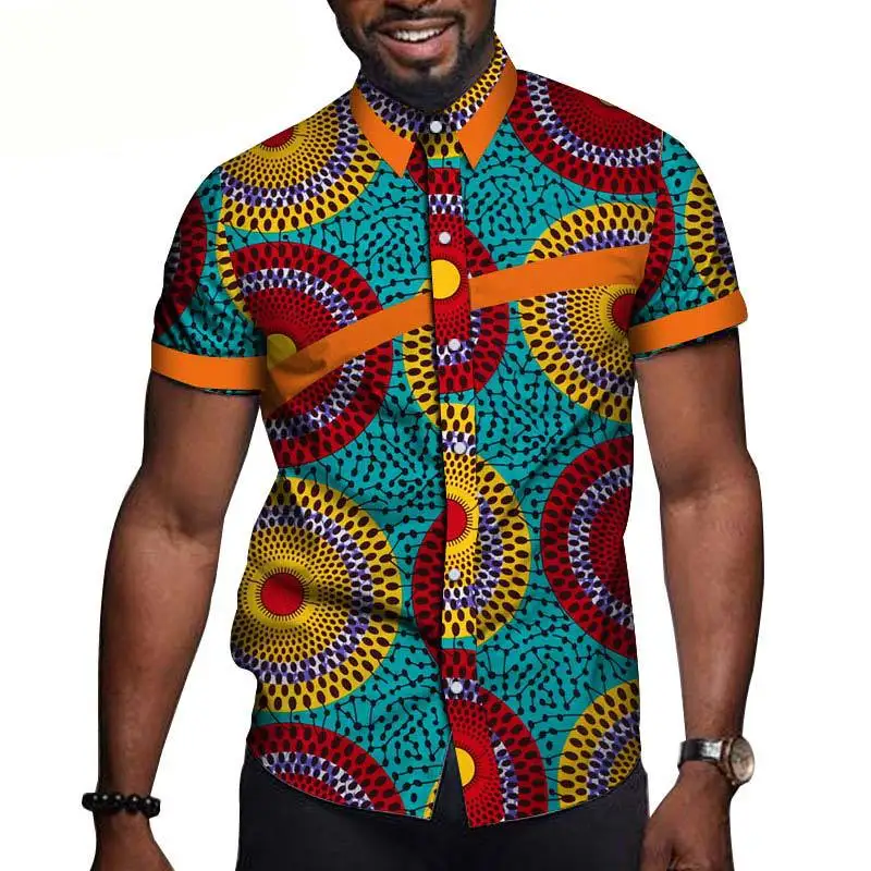 Full Print Colourful Bohemia African Graphic Shirts For Men Summer Mens Short Sleeve Casual Lapel Blouse Beach Shirts Tops