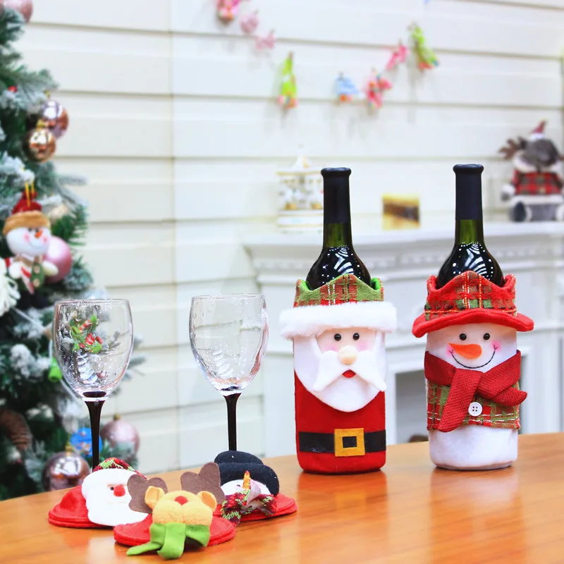 

Christmas Dining Table Coaster Christmas Restaurant Hotel Home Decoration Supplies Christmas Wine Bottle Set