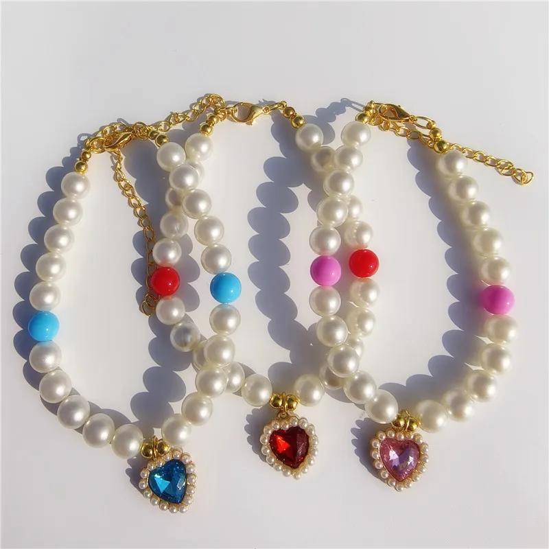 

Adjustable Cat Collar Pet Pearl Necklace Accessories for Cats Gotas Animals Fashion Rhinestones Sphynx Kitten Dog Collier Chat