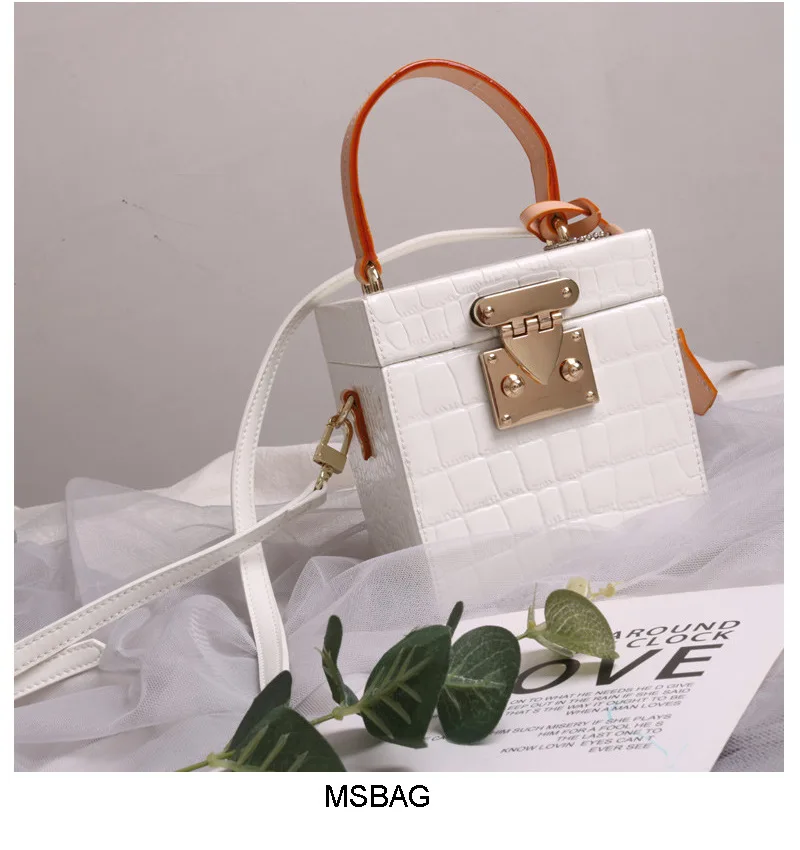 

FIRMRANCH Retro Classic Texture Square Make Up Box Crocodile Pattern Design Dinner Dress Handbag Female Shoulder Crossbody Bag