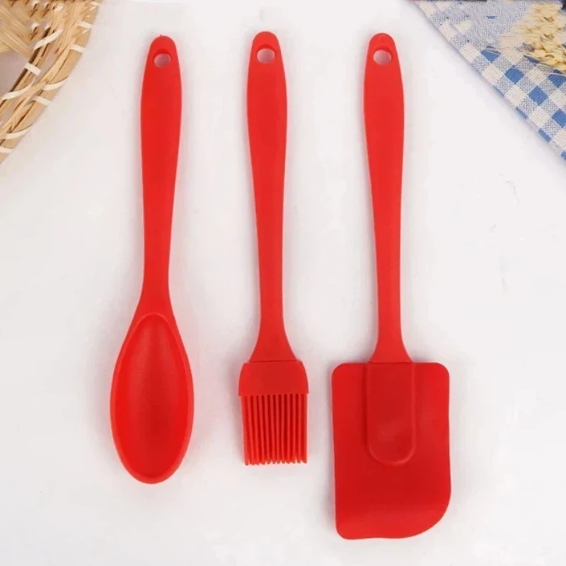 Silicone Kitchen Utensil Set - Non-Stick Cooking Tools Trio: Spatula, Shovel, and Soup Spoon