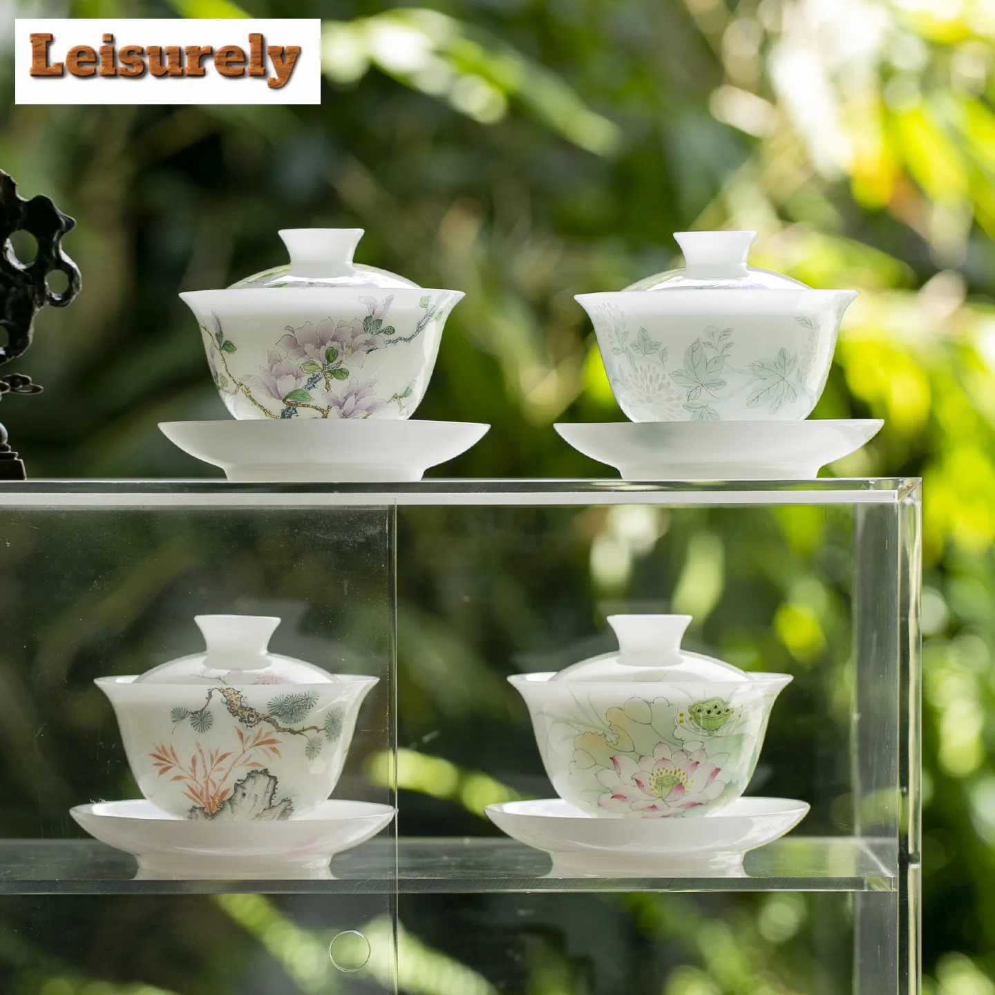 140ml White Jade Porcelain Hand-painted Gaiwan Ancient Tea Tureen Tea Bowl With Lid Kit Tea Making Cover Bowl Cha Supplies Gift