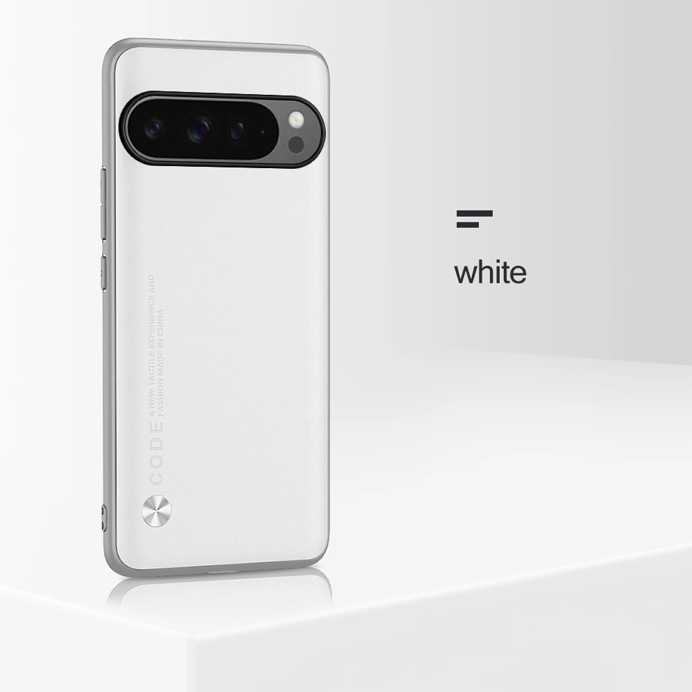 Luxurious Plain Leather Back Cover with Soft TPU Frame Protection