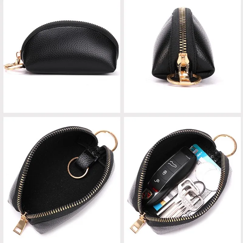 Soft Leather Key Holder Organizer Pouch Men Women Car Key Wallet House Keychain Housekeeper Case Zipper Bag Mini Card Bag key organizer key case key purse key holder