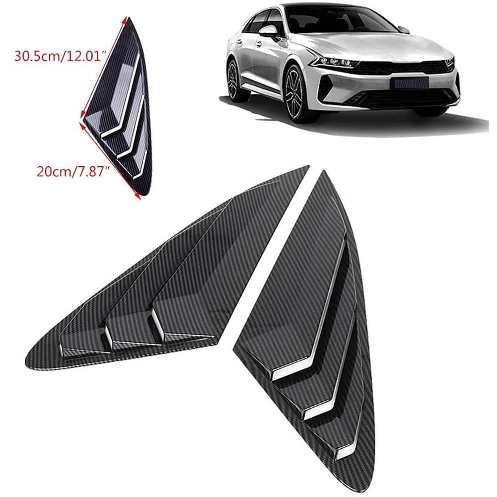 Glossy Black Rear Quarter Window Louvers For Kia Optima/K5 Sedan 2016-2020 - ABS Trim Panel Covers (Pair)