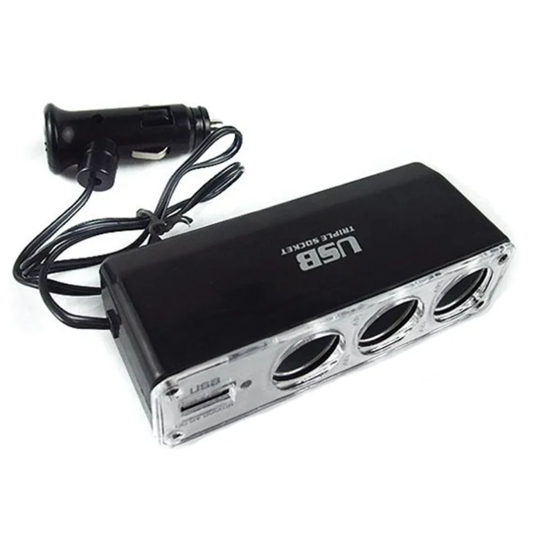 

Car Cigarette Lighter Multi Socket Triple Splitter 12V Car Power Distributor with USB Plug Charger Adapter Car Accessories