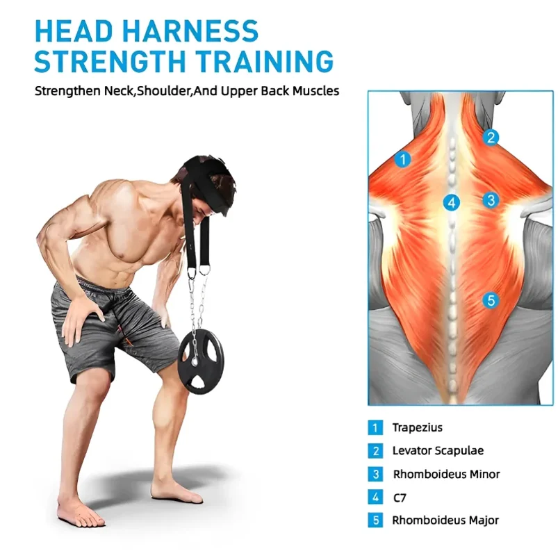 Head Neck Training Harness Body Strengh Exercise Cervical Spine Strap Adjustable Power Gym Fitness Weight Bearing Cap