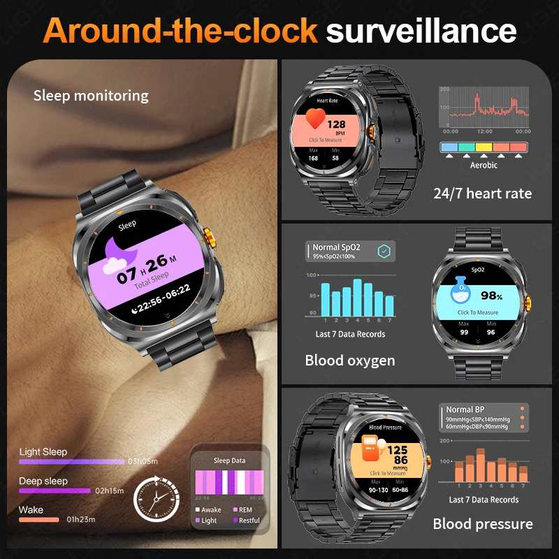 LIGE New 2 in 1 TWS Wireless Headset Smart Watch Bluetooth Call 1.53" AMOLED Screen 400mAh Battary Waterproof Sports Smartwatch 3