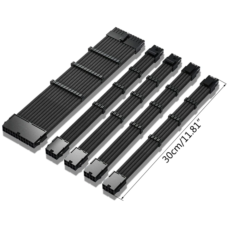  ̺ PSU Extension Cable30CM Sleeved 24-PIN 6+2-PIN 4+4-PIN
