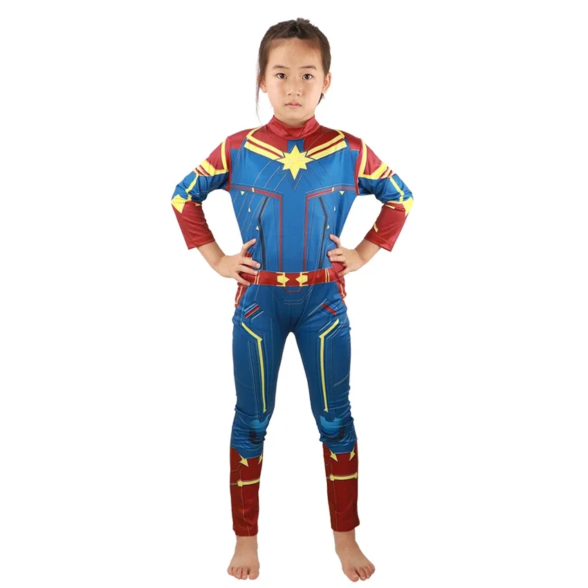 

Superhero Costumes Zentai Girl Jumpsuits Halloween Costume for Kids Captain Cosplay Anime Movie Tight Carnival Clothes Dress