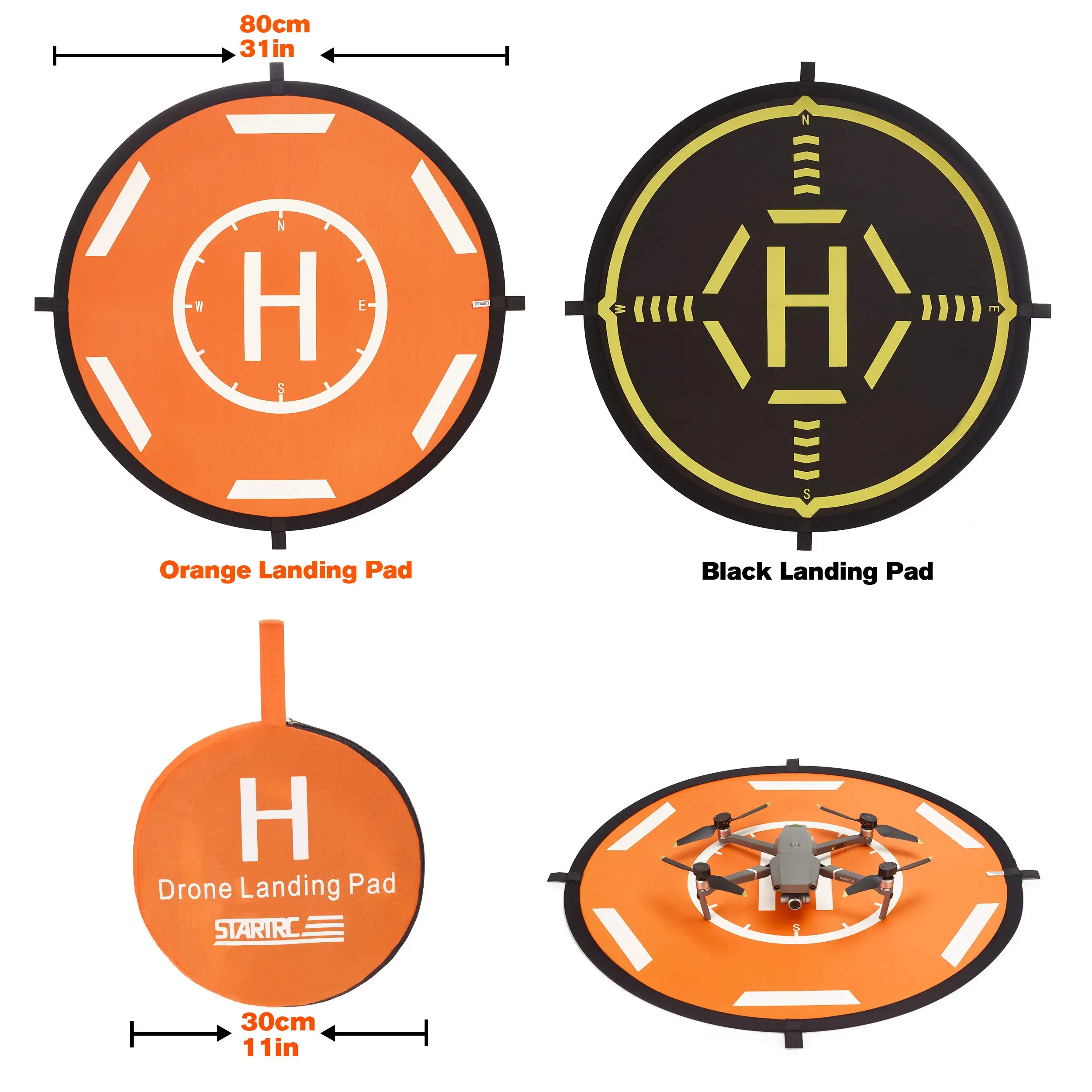 Tapis d'atterrissage pour drone 80cm orange - imperméable et portable