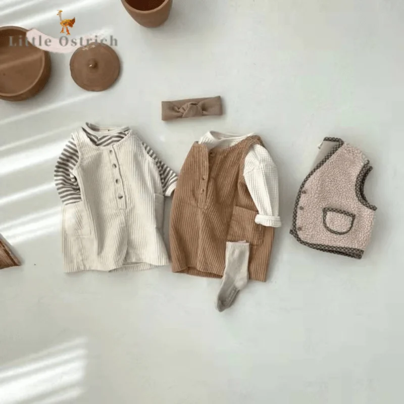 

Newborn Baby Girl Boy Cotton Corduroy Romper Suspender Pant Autumn Infant Toddler Bottom Middle Waist Trouser Baby Clothes 9M-2Y