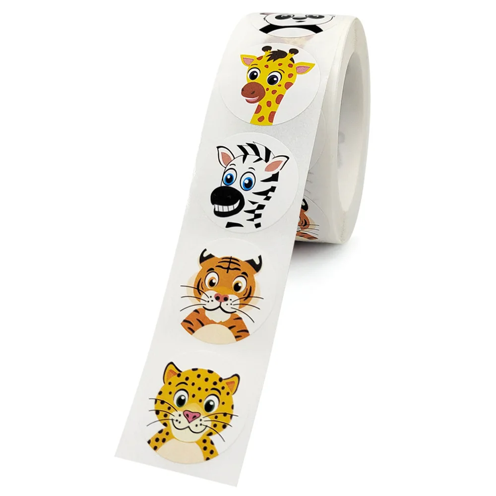 100-500 pièces 1 pouce dessin animé Animal enfants autocollant étiquette merci mignon jouet jeu autocollant bricolage cadeau étanchéité étiquette décoration Supp