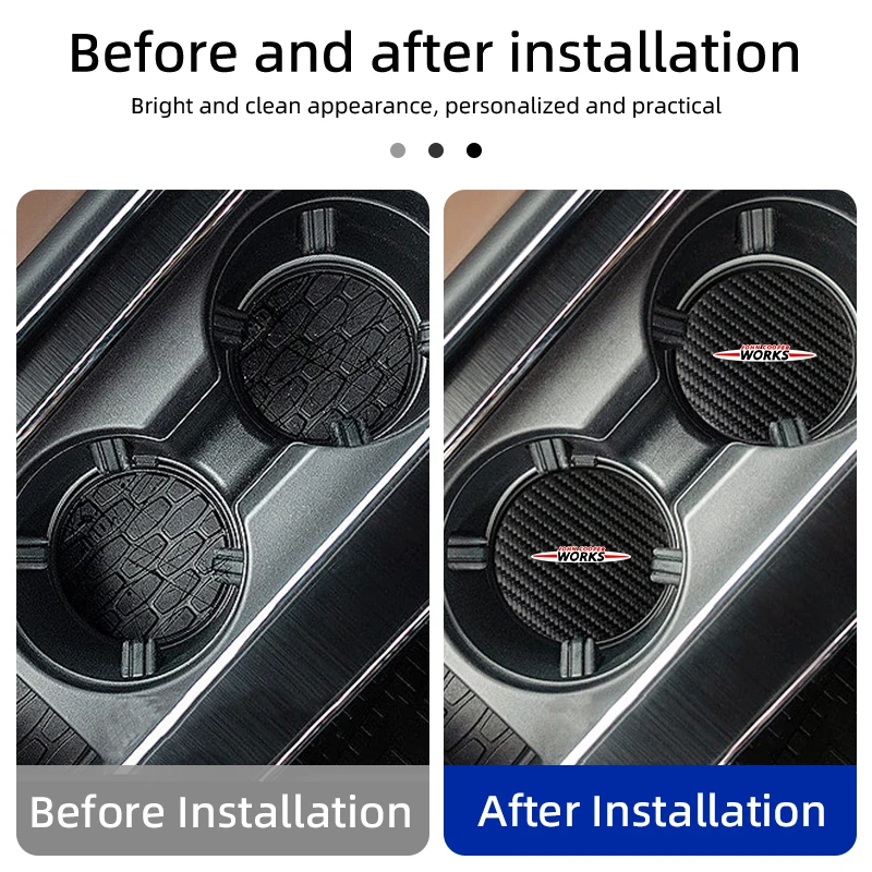 2PCS Car Cup Holder Pads Anti Slip Insert Coasters Pads For MINI WORKS Cooper R56 F50 F55 F56 R50 R53 R55 R57 R58 R59 R60 One JC