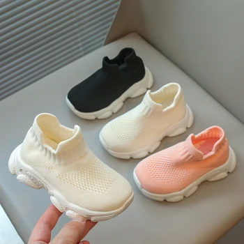 Scarpe Casual per bambini scarpe da ginnastica calzino per bambini tessuto elasticizzato Slip-on ragazzi ragazze calzini scarpe traspirante autunno 2024 nuova moda 21-30 1