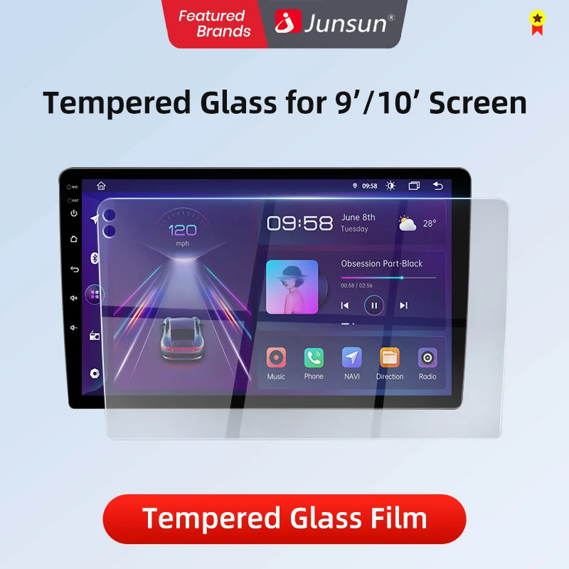 Car Radio Tempered Glass Screen Protector 9 and 10.1 inch Waterproof Scratch resistant Explosion proof
