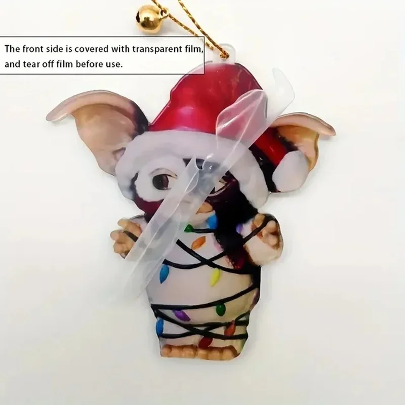 Christmas Decorations 1pc 2D Acrylic Gremlins Christmas Tree Ornament Interior Rearview Mirror Pendant Bag Key Chain