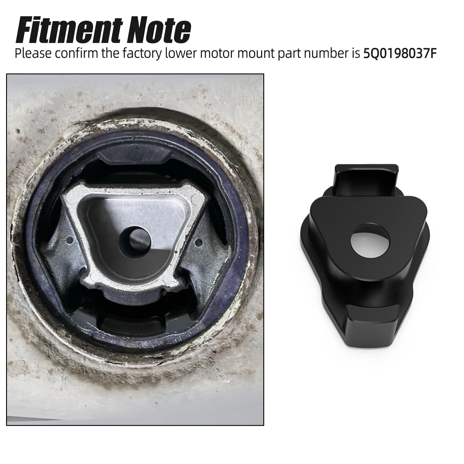 BEVINSEE Aluminum Lower Motor Mount Insert for VW for Golf 7 8 Passat B8, Audi A3 8V 8Y TT RS3,for Cupra Leon,for Skoda