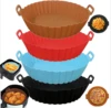 8/9.4in Air Fryer Silicone Basket-Reusable Non-Stick Tray Baking Tray for Pizza Fried Chicken Fries-Air Fryer Liners Accessories