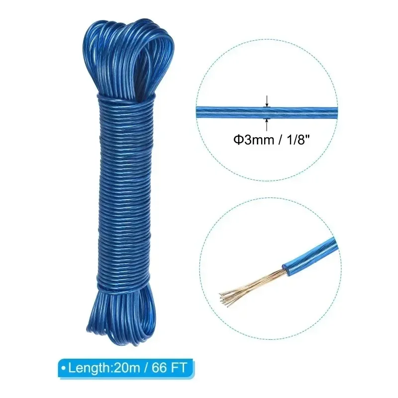 20M Steel Wire Clothesline with PVC Coating Drying Rack for Laundry Strong Outdoor Camping Clothesline Accessories for Home Use 5