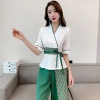 Vêtements de Travail pour Femme, Chemise et Pantalon Imbibés, Hôtel, WaClaBeauty Salon Spa Énergie des Ongles, Bain de Pieds, Salopette de Technicienne, Uniforme 1