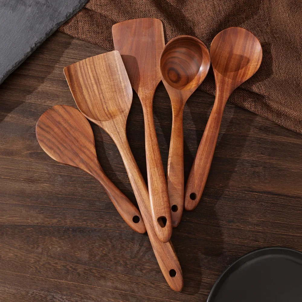 Acacia Wood Spatula Spoon Set Non Stick Cooking Utensils