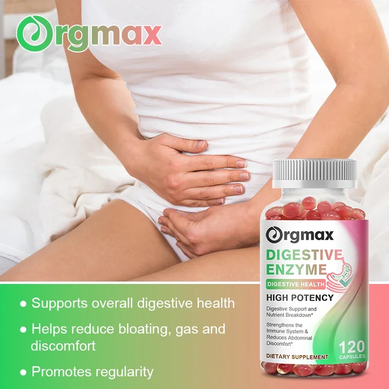 Lipase, & 14 Other Enzymes-Orgmax Digestive Enzymes Capsules Probiotics with Amylase, Bromelain, Protease