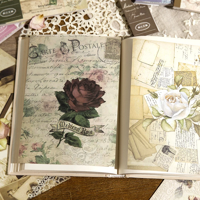 Scrapbooking material Yoofun 40 unrepeated large size vintage double sided material book retro scrapbooking journaling decor stationery