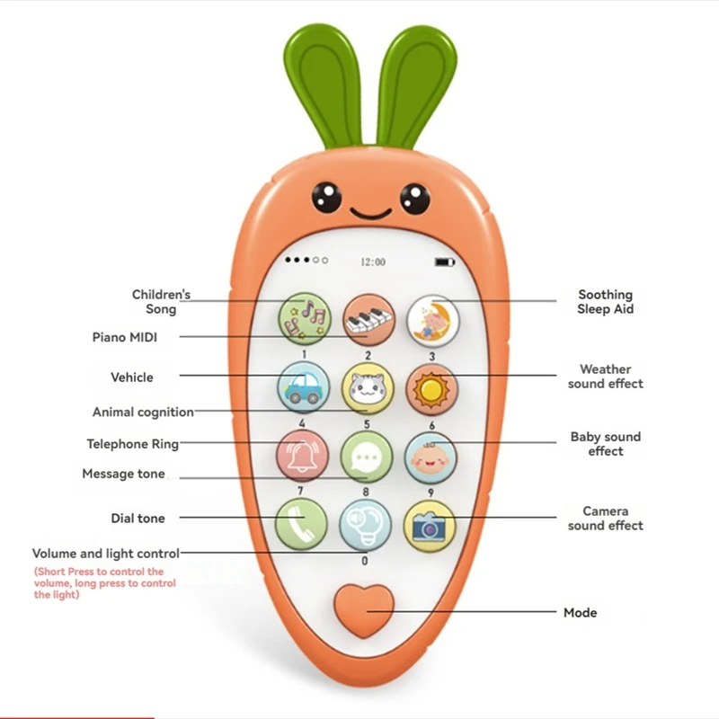 T84C-Baby Cell Phone Toy With Early Education & Music, Learning Educational Fake Phone For Kids, Sensory Toy For Kids