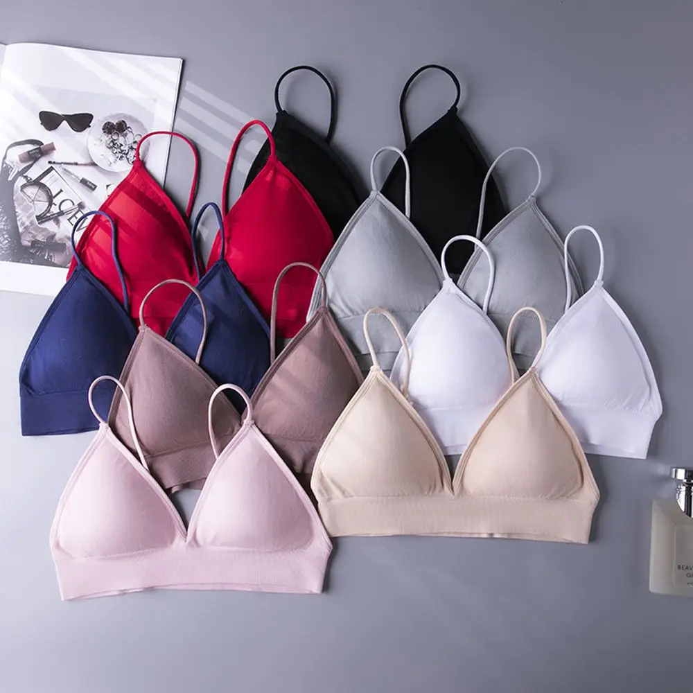 

Thin Push Up Seamless Boneless Deep V Bralettes Women Crop Top Fitness Yoga Top Sports Bra