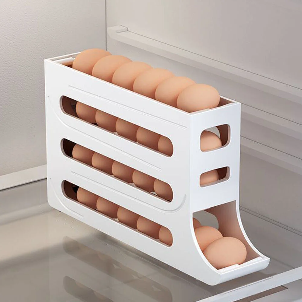 

New Refrigerator Automatic Scrolling Egg Rack Holder Storage Box Egg Storage Holder Container Organizer Rolldown Egg Dispenser