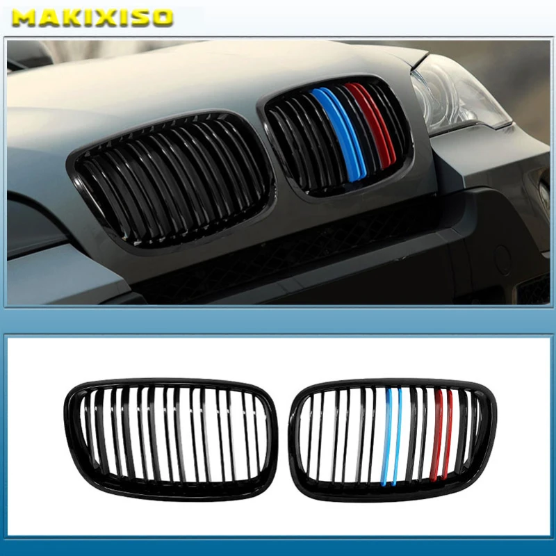 1 Pair Front GrillesFor BMW X5/X6 E70 E71 2008 2014 Gloss Matte Black ...
