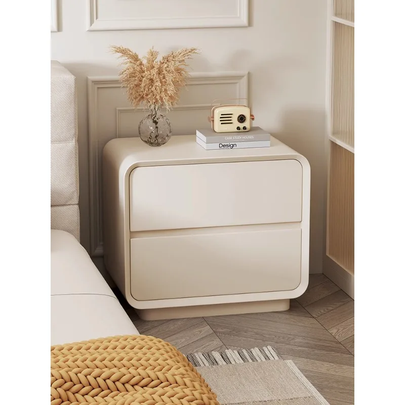 Leather bedside table simple modern new small light luxury cream wind bedside table bedroom home locker