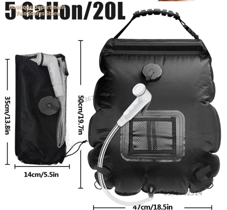 Solar-Duschbeutel 20L Outdoor Solar-Heizung Premium Camping-Duschbeutel Heißwasser-Temperatur 45 ° Duschkopf mit abnehmbarem Schlauch – Detail 4