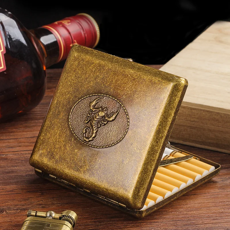 New Scorpion Pure Copper Hand carved Cigarette Case for 20 Cigarettes Retro Box Holder Portable Smoking