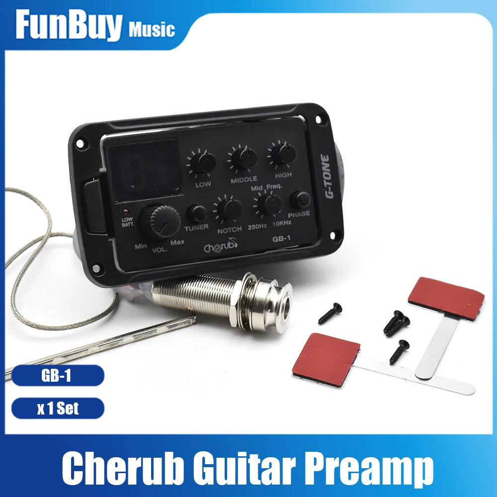 

Cherub GB-1 Акустическая гитара Preamp EQ Piezo Pickup 3-полосный эквалайзер с выемкой/фазовым/средним частотой