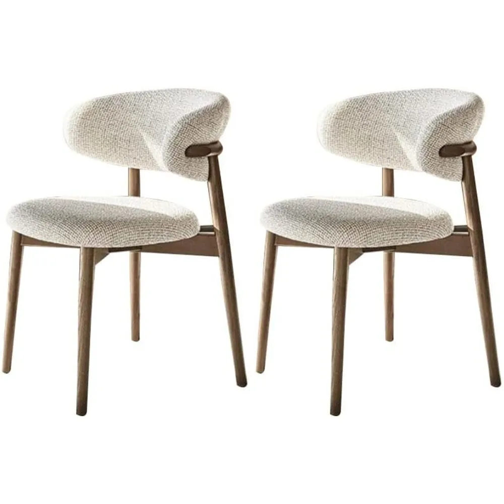 Conrad Modern Wood Dining Chairs Set of 2 – Beige Cushioned Upholstery