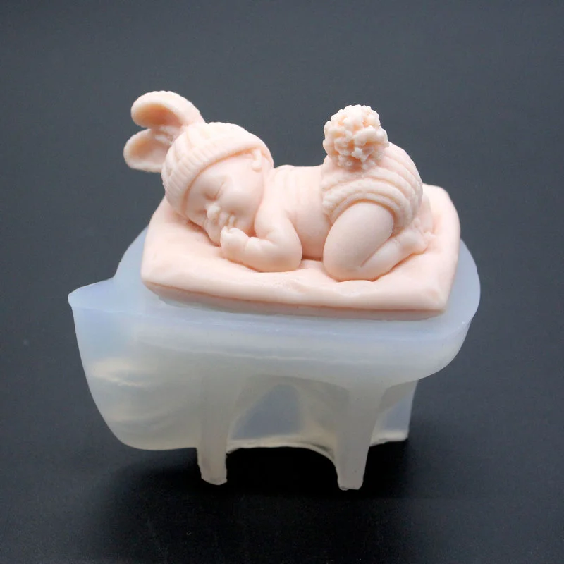 Silicone Mold 3D Sleeping Baby Mold For Chocolate Candy Soap Candle