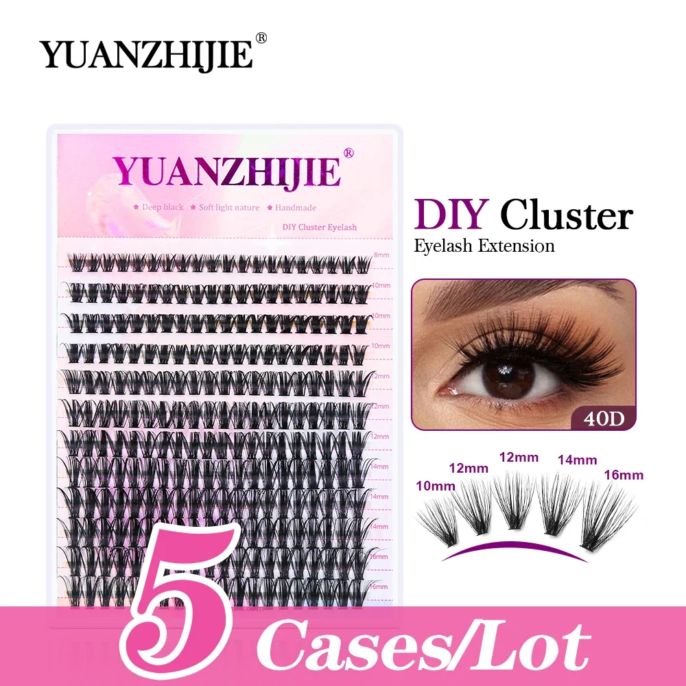 

YUANZHIJIE 5cases/lot new Heat Bonded Cluster Individual Lash Mink Segmented Natural Single False Lashes Women Make Up Products