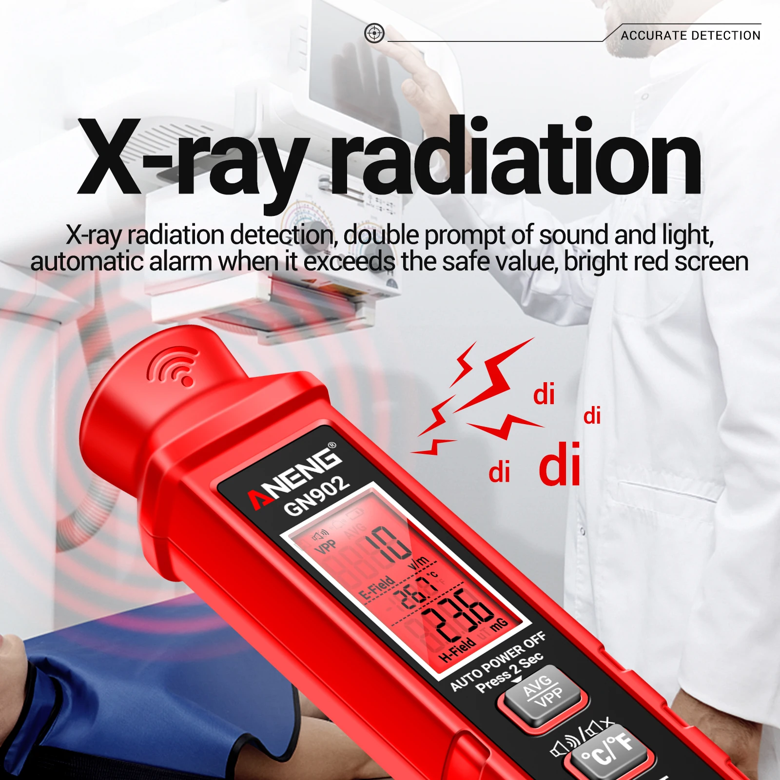 ANENG Handheld Electromagnetic Radiation Tester Digital LCD X Ray Tester Electric Field Magnetic Field Temperature Detector radiation detector emf meter tester