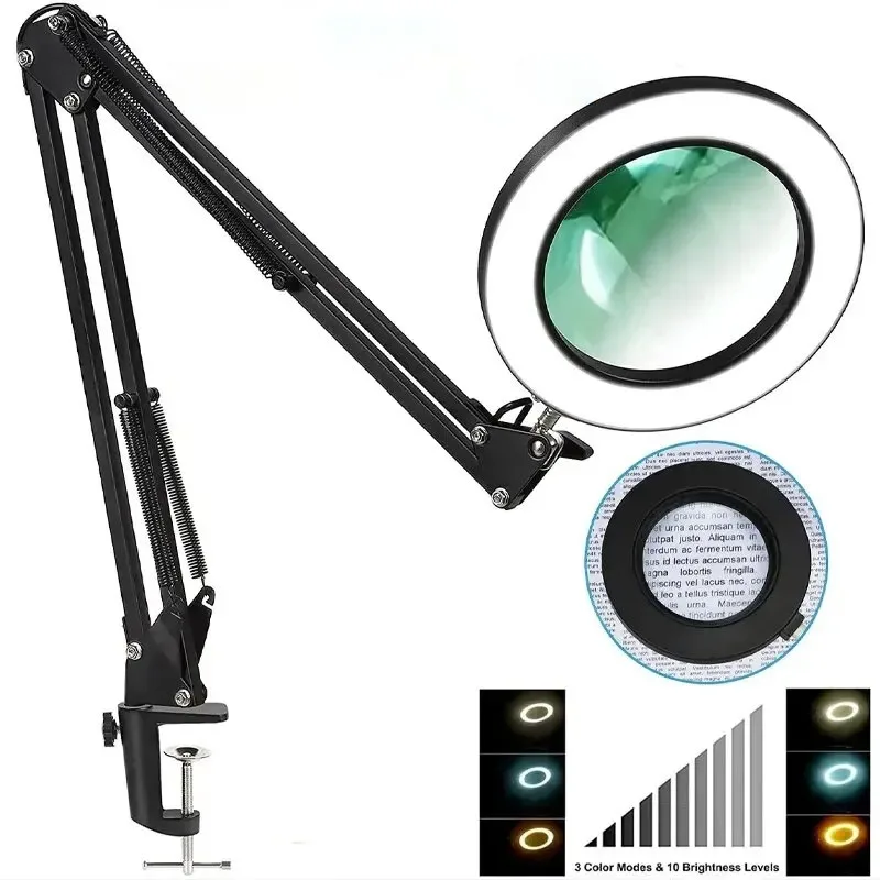 Lente D'Ingrandimento Con Luce 10X/15X - Magnetica Per Saldatura E Hobby, 72 LED Dimmerabili - Foto 4