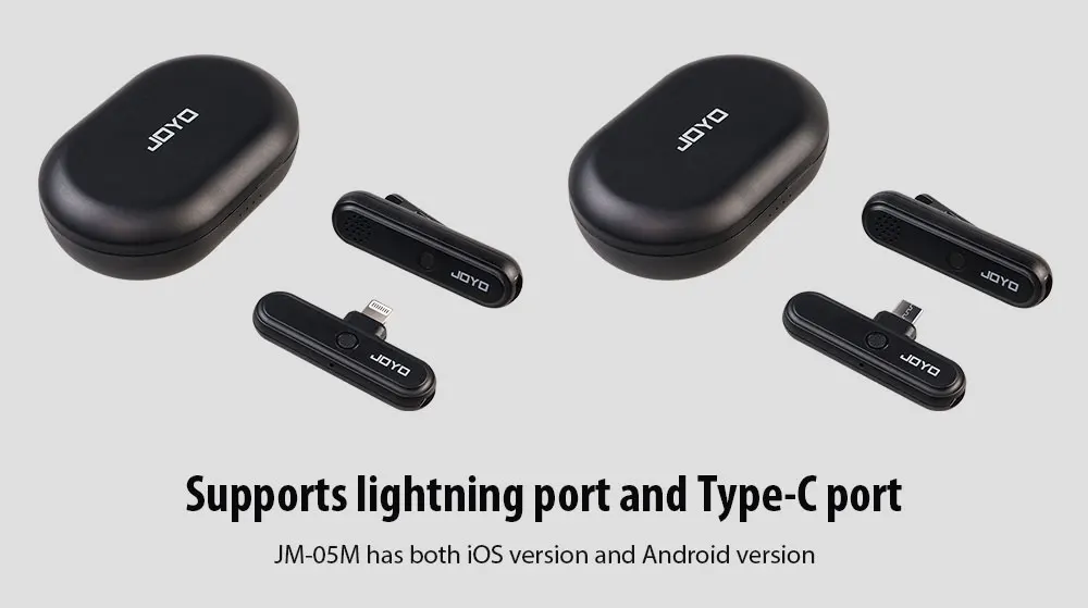 JW-05M Wireless Microphone System Lightning & Type-C Port Lavalier Mic Transmitt