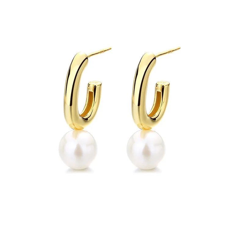 

EZ-3 ZFSILVER 925 Silver Korean Fashion Luxury Gold Simple Elegant Natural Freshwater Pearl Earring Jewelry Women Match-all Gift